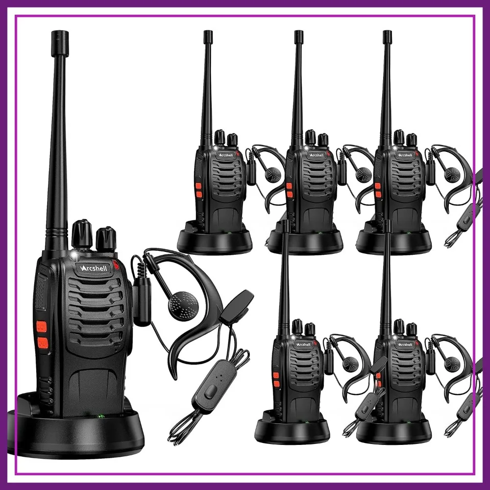 6 Pack Two-Way Radios Long Range Rechargeable Walkie Talkies with Earpiece, Li-ion Battery and Charger Included
6 Pack Two-Way Radios Long Range Rechargeable Walkie Talkies with Earpiece, Li-ion Battery and Charger Included