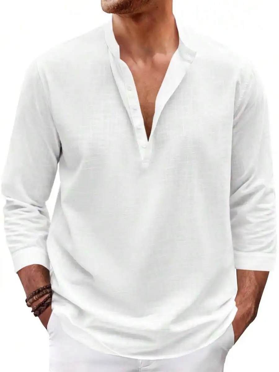 Men's Linen Henley Shirt Long Sleeve Hippie Yoga Summer Beach Casual Henley T-Shirt
Men's Linen Henley Shirt Long Sleeve Hippie Yoga Summer Beach Casual Henley T-Shirt