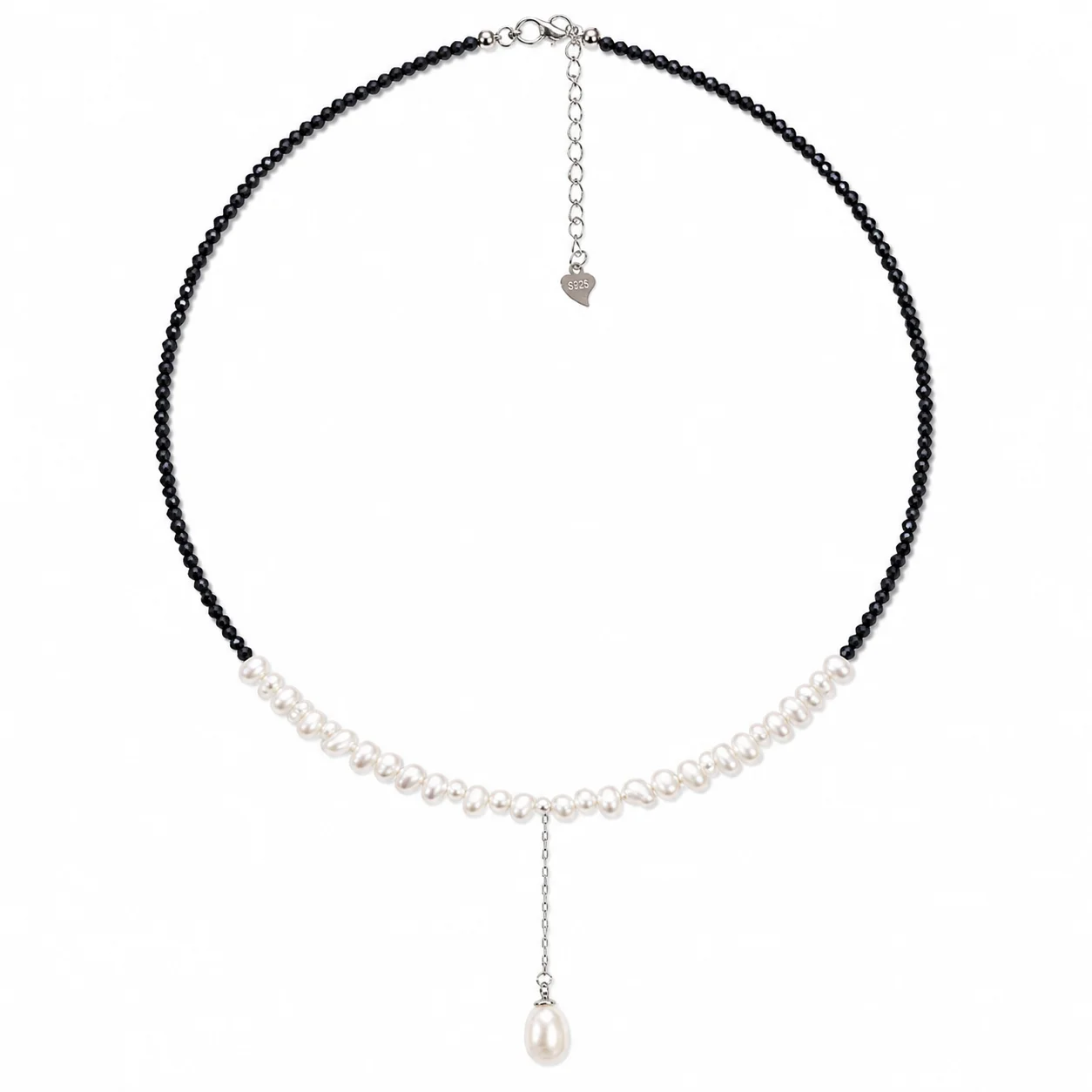 Freshwater Rice Pearl Necklace Black Crystal Beads S925 Silver Clasp Drop Pearl Pendant Handmade Choker Jewelry for Women
Freshwater Rice Pearl Necklace Black Crystal Beads S925 Silver Clasp Drop Pearl Pendant Handmade Choker Jewelry for Women