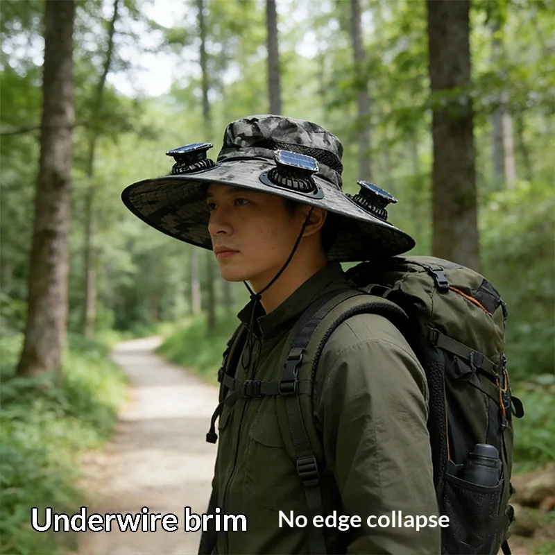 Solar three Fan Hat Wide Brim Outdoor Camping Fishing Hat Anti UV for Men Mountain Climbing Sun Protection Fisherman Hat
Solar three Fan Hat Wide Brim Outdoor Camping Fishing Hat Anti UV for Men Mountain Climbing Sun Protection Fisherman Hat