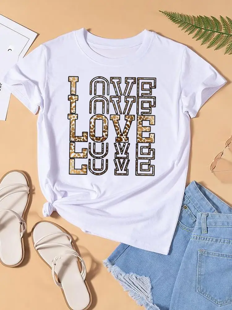 Women Clothes Leopard Letter Sweet 90s Cute Graphic T-shirt Fashion Print Short Sleeve Lady Top Female Womens T Shirt Tee
Women Clothes Leopard Letter Sweet 90s Cute Graphic T-shirt Fashion Print Short Sleeve Lady Top Female Womens T Shirt Tee