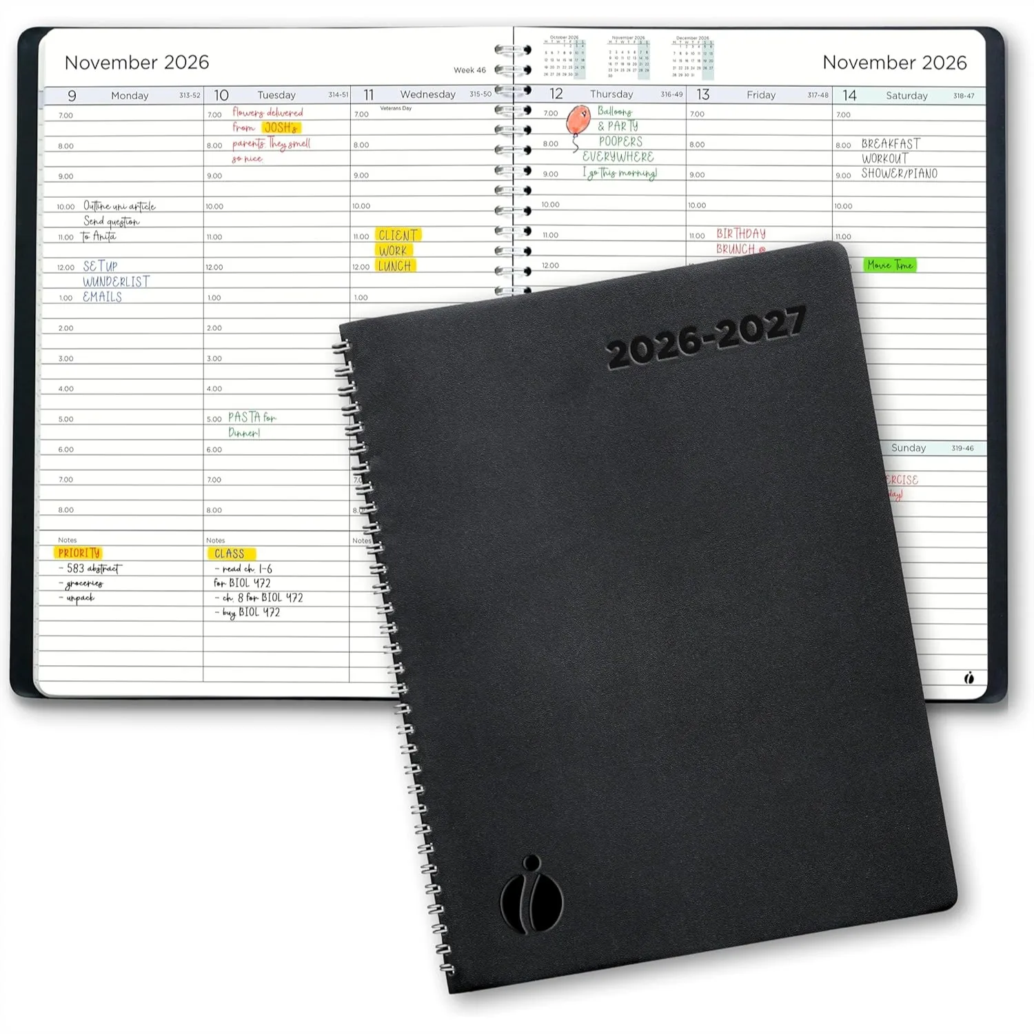 Academic Planner 2026-2027 - Hourly Weekly Monthly Appointment Book with Flexible Cover, Twin-Wire Binding, 8.5 x 11, June
Academic Planner 2026-2027 - Hourly Weekly Monthly Appointment Book with Flexible Cover, Twin-Wire Binding, 8.5 x 11, June
