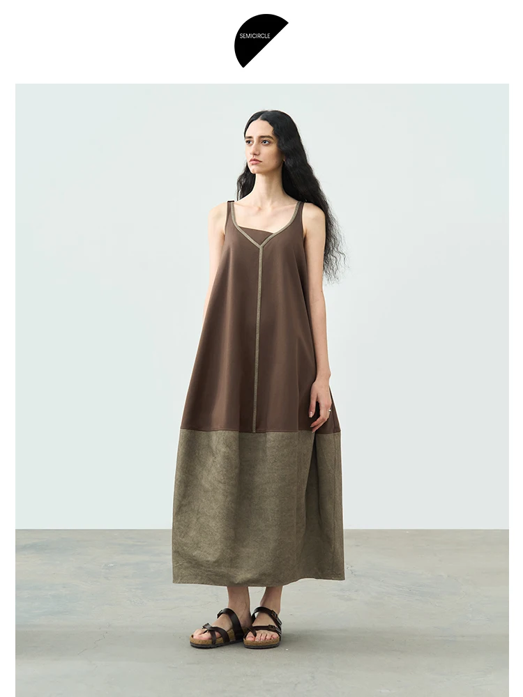 Loose Lantern Sleeve Long Dress Women's Casual V-neck Splicing Dress Polyester Cotton Blend A-line Skirt Summer 2026
Loose Lantern Sleeve Long Dress Women's Casual V-neck Splicing Dress Polyester Cotton Blend A-line Skirt Summer 2026