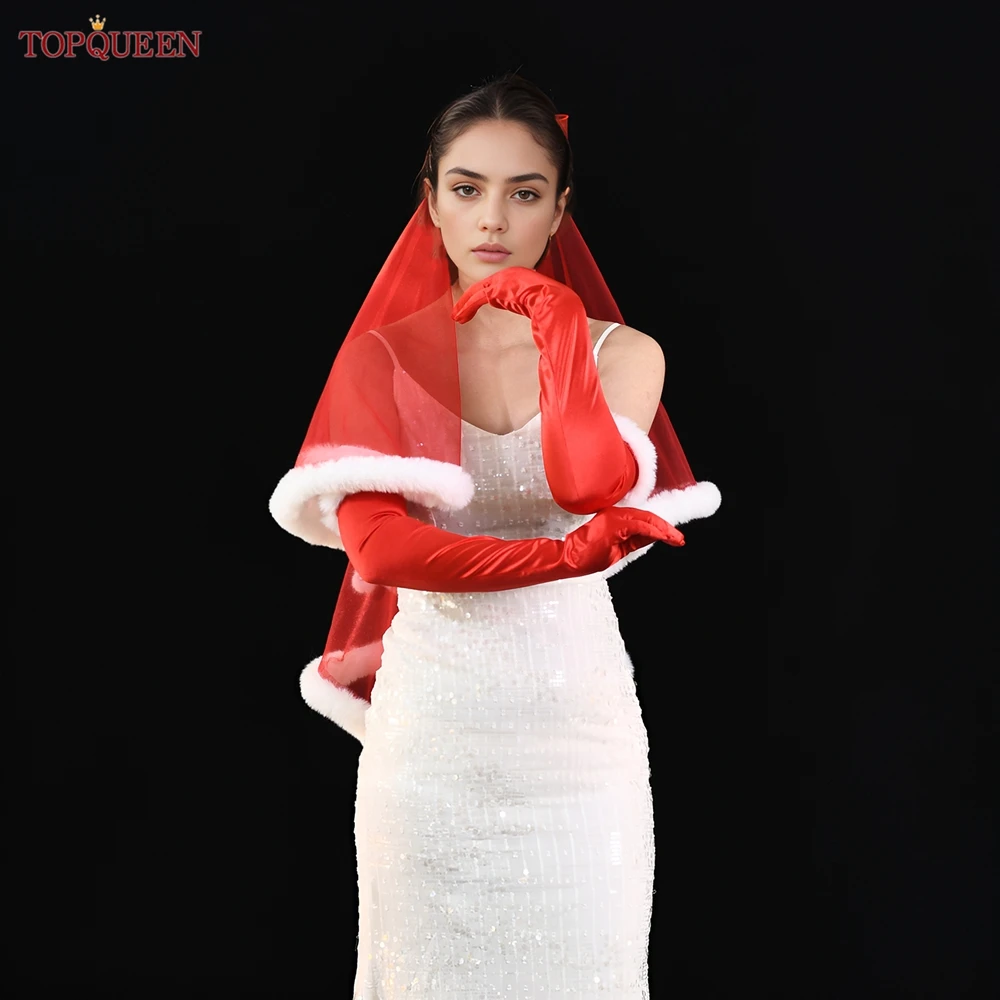 TOPQUEEN Satin Red Fur-trimmed Bridal Long Gloves Vintage Wedding Party Accessories Additions Elbow Length Finger Tulle VM43
TOPQUEEN Satin Red Fur-trimmed Bridal Long Gloves Vintage Wedding Party Accessories Additions Elbow Length Finger Tulle VM43