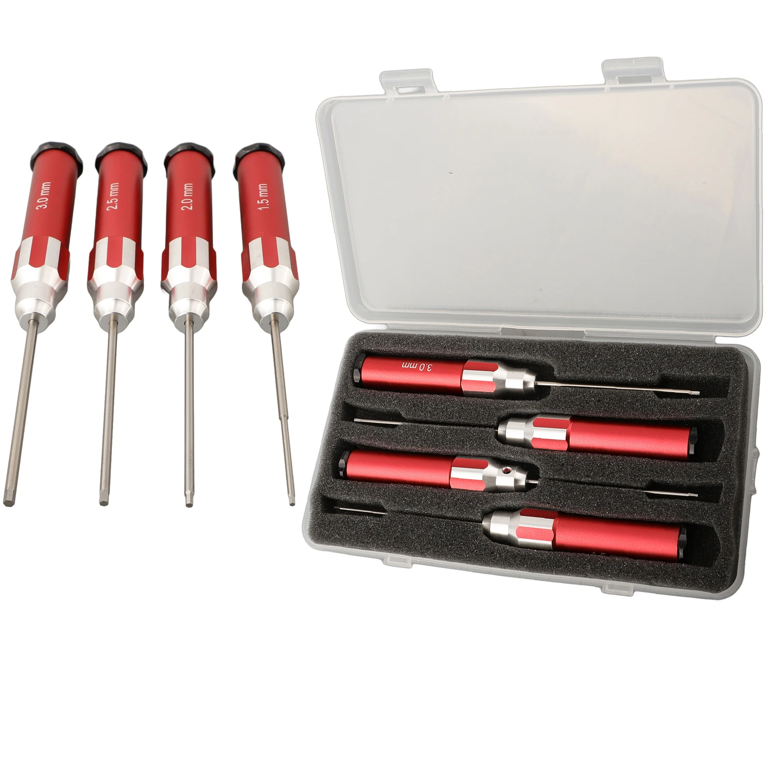 4pcs Hex Screw Driver Set 1.5/2.0/2.5/3.0mm Hexagon Wrench Screwdriver For RC Tools Models Building Repairing Upgrading
4pcs Hex Screw Driver Set 1.5/2.0/2.5/3.0mm Hexagon Wrench Screwdriver For RC Tools Models Building Repairing Upgrading