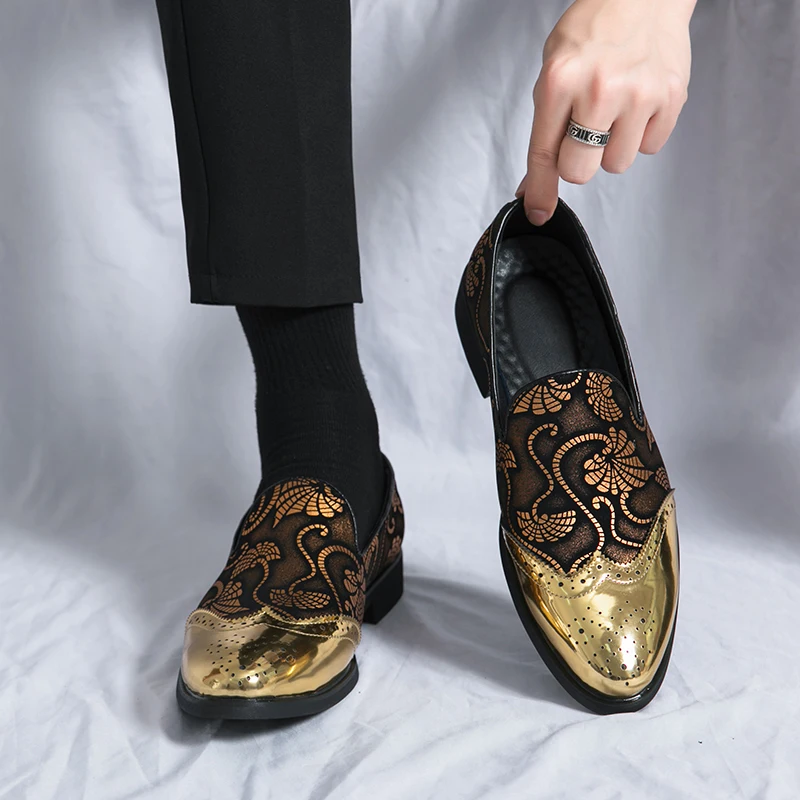 Men's Version Colorful Patterns Shoes Fashion Casual Shoes Golden Colour Men Luxury Casual Brogue Club Wedding Party Loafers Men
Men's Version Colorful Patterns Shoes Fashion Casual Shoes Golden Colour Men Luxury Casual Brogue Club Wedding Party Loafers Men