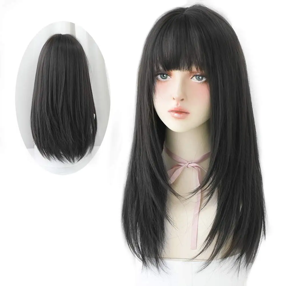 Long Black Straight Hair Wig with Bangs Synthetic High Density Long Hair Wig for Women
Long Black Straight Hair Wig with Bangs Synthetic High Density Long Hair Wig for Women