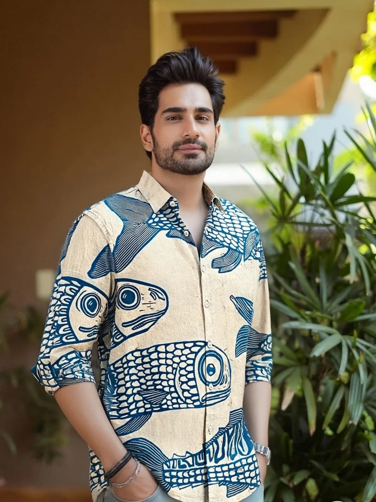 Vintage Fish Print Long Sleeve Casual Shirt Bohemian Ocean-Themed Button-Down Top Men's Autumn New Woven Chic Tunics
Vintage Fish Print Long Sleeve Casual Shirt Bohemian Ocean-Themed Button-Down Top Men's Autumn New Woven Chic Tunics