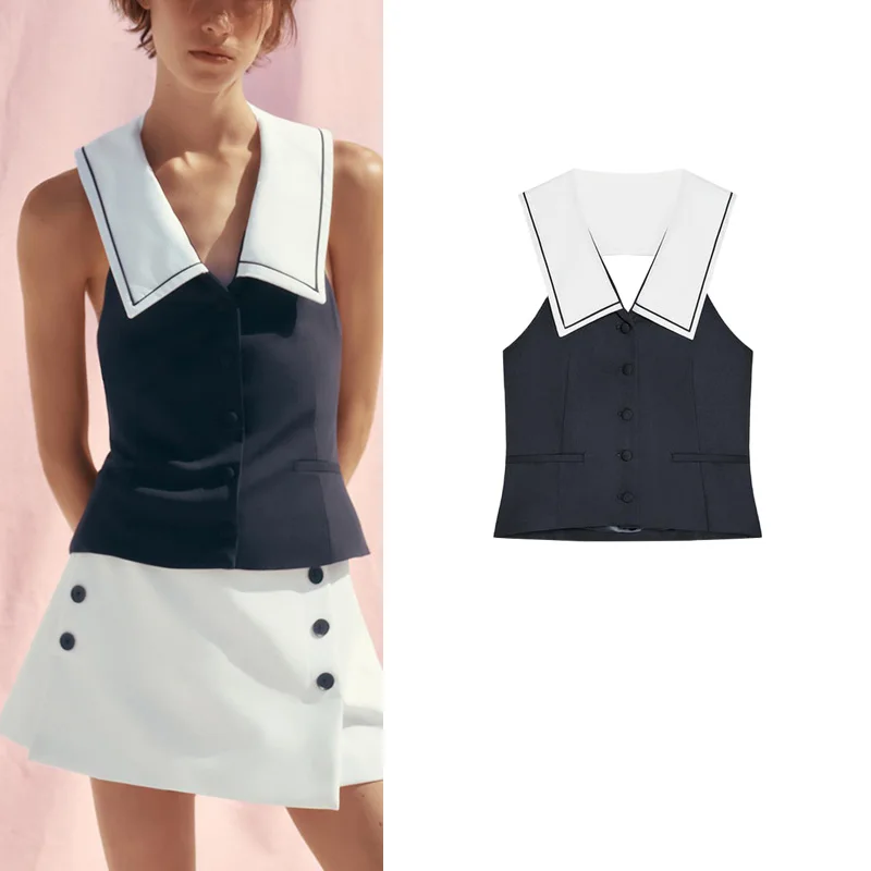 Spring Summer New Women's Navy Style Backless V-neck Vest Top UV Protection Regular Length Polyester Fiber Commute Style
Spring Summer New Women's Navy Style Backless V-neck Vest Top UV Protection Regular Length Polyester Fiber Commute Style