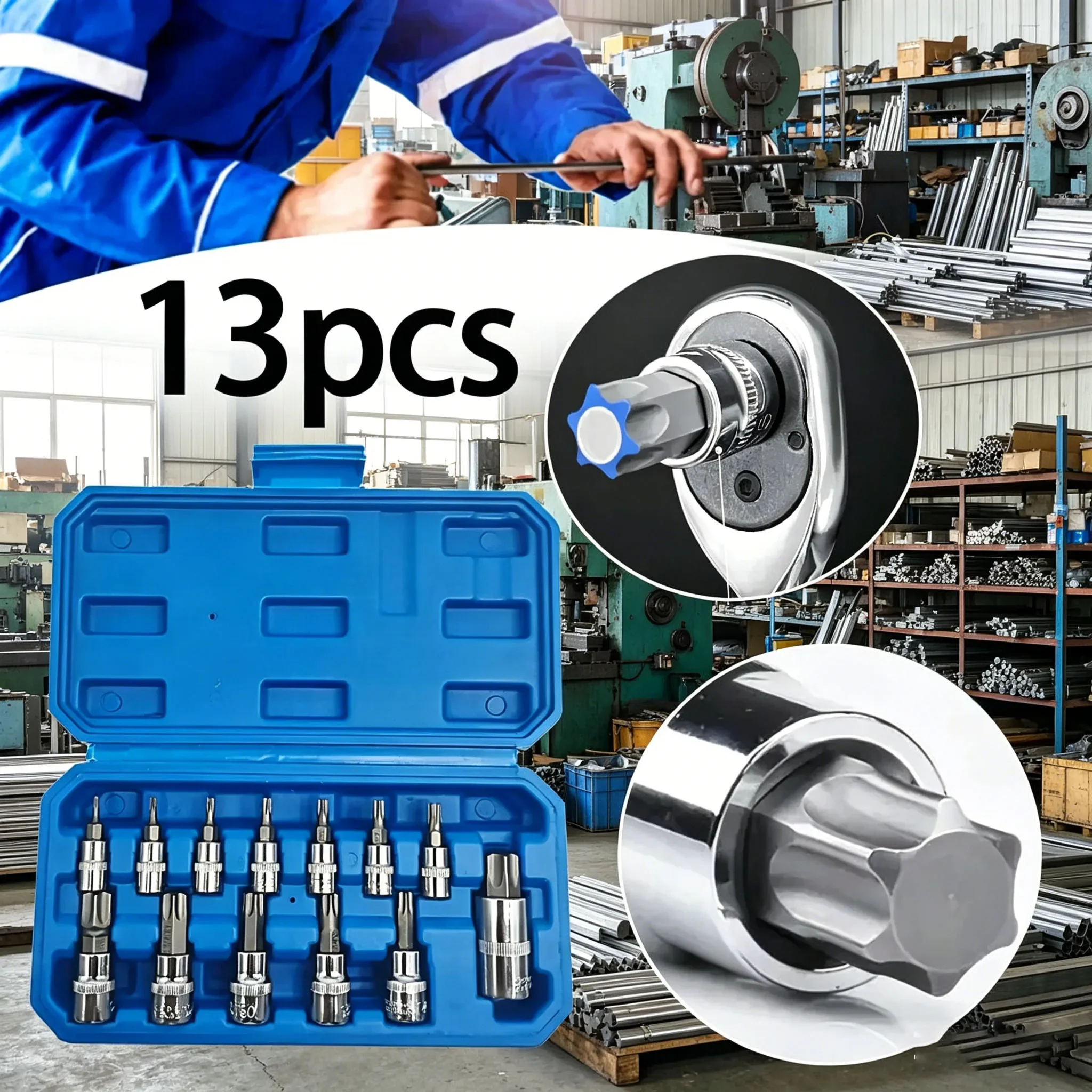Torx Bit Socket & E-Torx Star Socket Set 1/4" 3/8" 1/2" Drive Male Female E-torx Bits Handheld Tool with Case
Torx Bit Socket & E-Torx Star Socket Set 1/4" 3/8" 1/2" Drive Male Female E-torx Bits Handheld Tool with Case