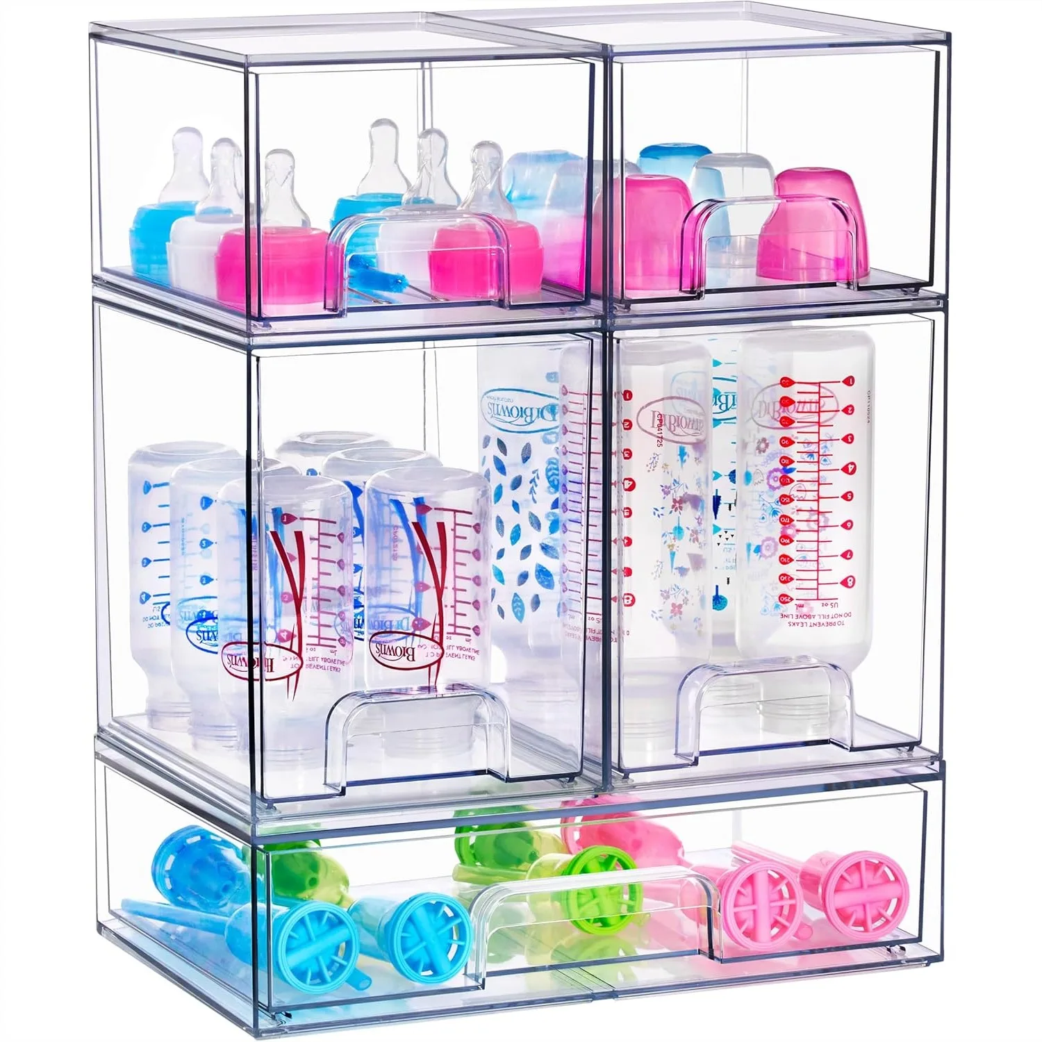 Stackable Acrylic Storage Drawers, 5 Pack Clear Plastic Organizer Bins with 2 Small + 2 Tall + 1 Wide, Pull-Out Drawer Design
Stackable Acrylic Storage Drawers, 5 Pack Clear Plastic Organizer Bins with 2 Small + 2 Tall + 1 Wide, Pull-Out Drawer Design