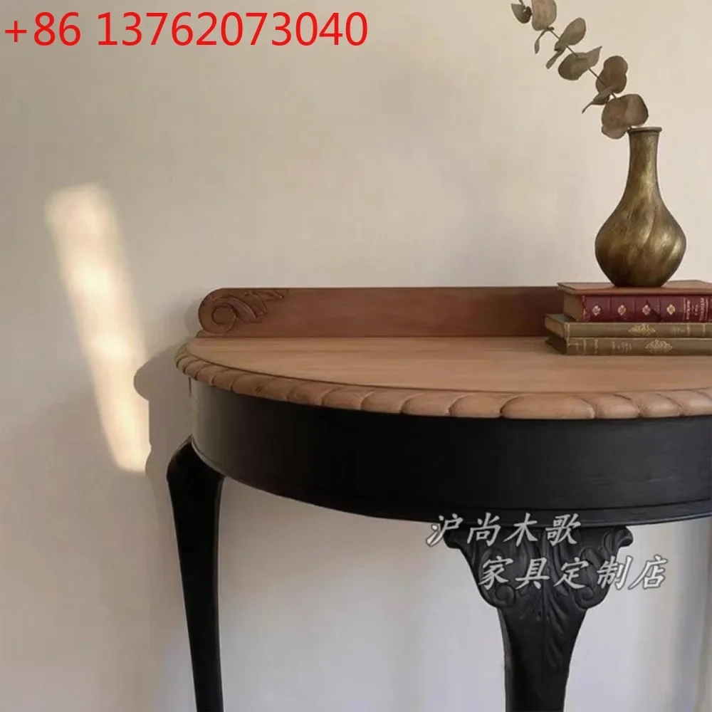 French retro solid wood porch cabinet is opposite the door to the home
French retro solid wood porch cabinet is opposite the door to the home
