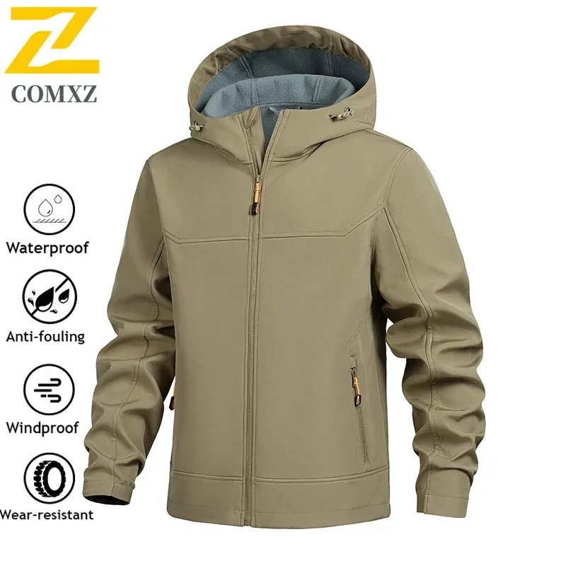 New Sharkskin Soft Shell Waterproof Jacket Men Autumn Winter Trendy Splicing Windproof Jackets Outdoor Work Hunting Fleece Coat
New Sharkskin Soft Shell Waterproof Jacket Men Autumn Winter Trendy Splicing Windproof Jackets Outdoor Work Hunting Fleece Coat