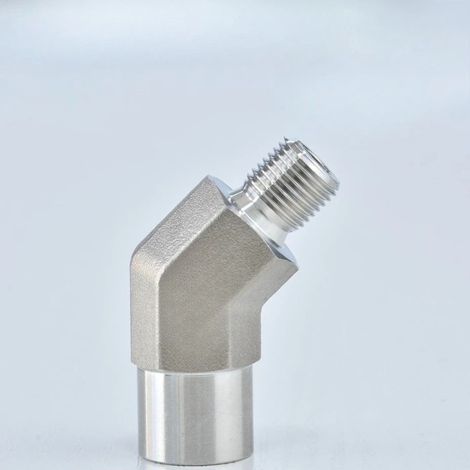 1/8" 1/4" 3/8" 1/2" BSP Female To Male Thread 304 Stainless Steel High Pressure 45 Degree Elbow Forging Pipe Fitting Adapter
1/8" 1/4" 3/8" 1/2" BSP Female To Male Thread 304 Stainless Steel High Pressure 45 Degree Elbow Forging Pipe Fitting Adapter