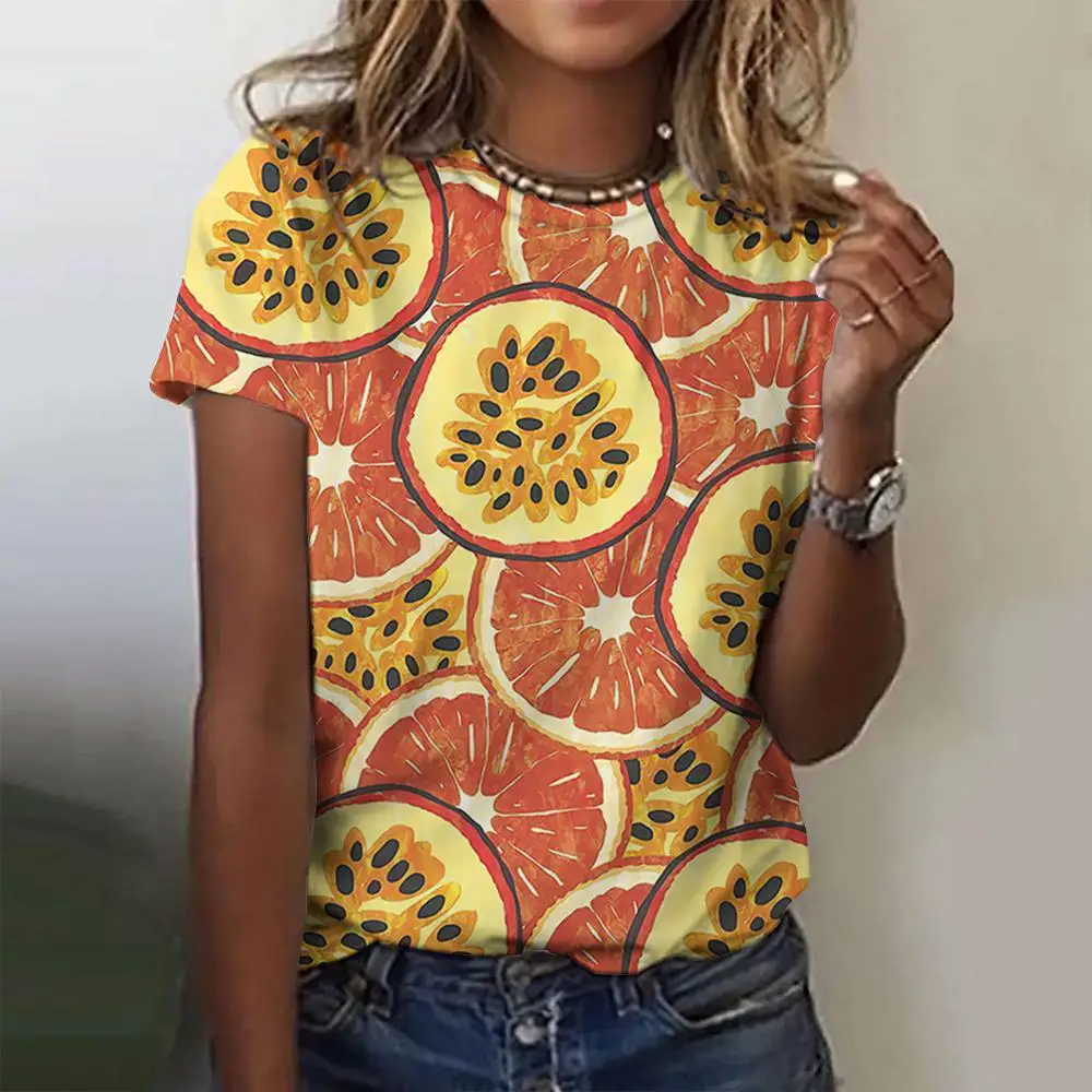 Fruit Print Women's T-Shirts Top Casual Short Pullover Sleeved O-Neck Oversize Tee Shirt Polyester Female Clothing 2024 Summer
Fruit Print Women's T-Shirts Top Casual Short Pullover Sleeved O-Neck Oversize Tee Shirt Polyester Female Clothing 2024 Summer