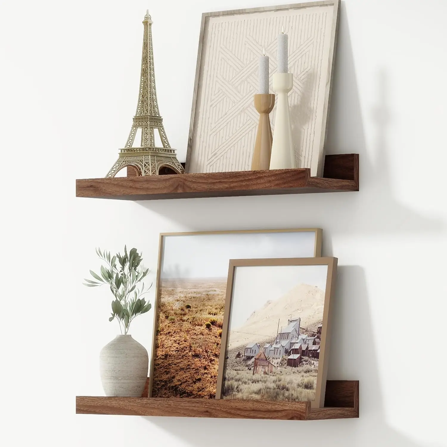 Floating Shelves Set of 2, 16 Inch Wall Mounted Bookshelf for Kids Toys Storage, Nursery Decor, Walnut
Floating Shelves Set of 2, 16 Inch Wall Mounted Bookshelf for Kids Toys Storage, Nursery Decor, Walnut