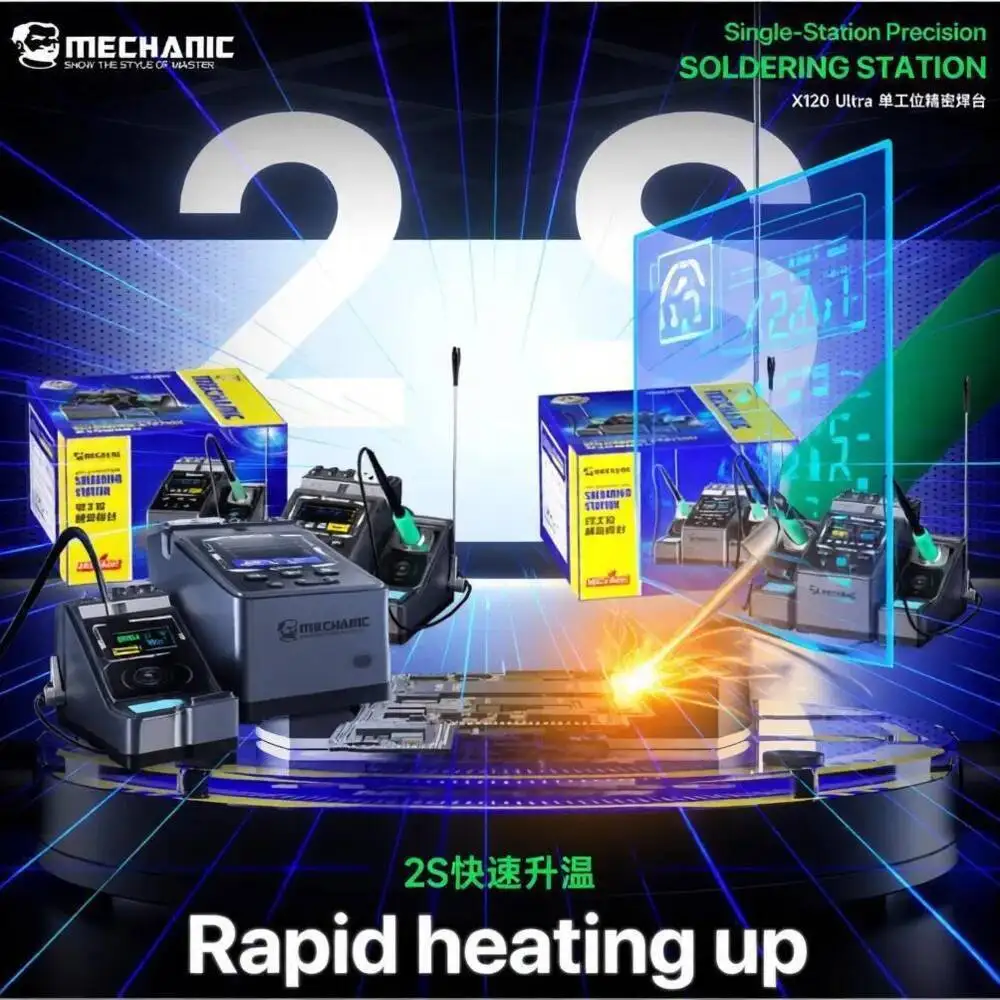 MECHANIC Soldering Station X120 Ultra & X200 Ultra 200W 2S Rapid Heating PWM 1-4.6KHz for iPhone PCB Micro Soldering BGA Rework
MECHANIC Soldering Station X120 Ultra & X200 Ultra 200W 2S Rapid Heating PWM 1-4.6KHz for iPhone PCB Micro Soldering BGA Rework