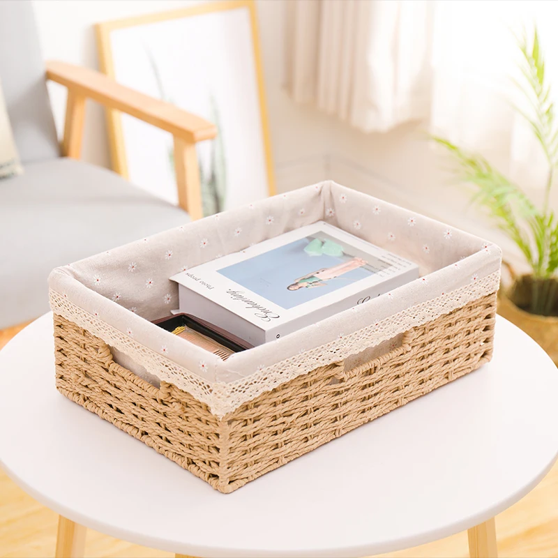 Rattan Woven Toy Storage Basket with Lid Fabric Art Miscellaneous Items Storage Box Desktop Snas Cosmetic Storage Basket
Rattan Woven Toy Storage Basket with Lid Fabric Art Miscellaneous Items Storage Box Desktop Snas Cosmetic Storage Basket