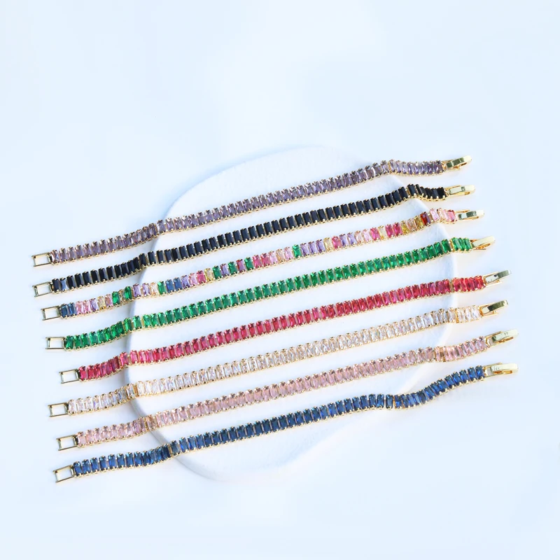 2.5x5mm Rectangular Crystal Tennis Bracelet Colorful Zircon Folding Buckle Chain Hippie Fashion Accessories Jewelry Gifts
2.5x5mm Rectangular Crystal Tennis Bracelet Colorful Zircon Folding Buckle Chain Hippie Fashion Accessories Jewelry Gifts
