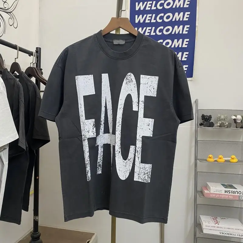 Summer Heavy duty washed water vintage fuzzy letter print T Shirt Men Women Oversized T-shirt Cotton Top Black Tees
Summer Heavy duty washed water vintage fuzzy letter print T Shirt Men Women Oversized T-shirt Cotton Top Black Tees
