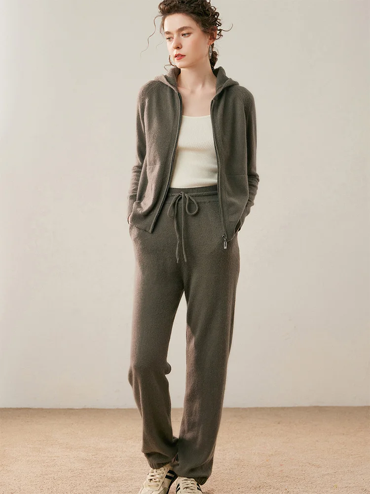 Luxury Women's Sweater Suite Autumn Winter 100% Cashmere Hooded Cardigan Sweater Straight Pants Zipper Jacket Trousers Tracksuit
Luxury Women's Sweater Suite Autumn Winter 100% Cashmere Hooded Cardigan Sweater Straight Pants Zipper Jacket Trousers Tracksuit