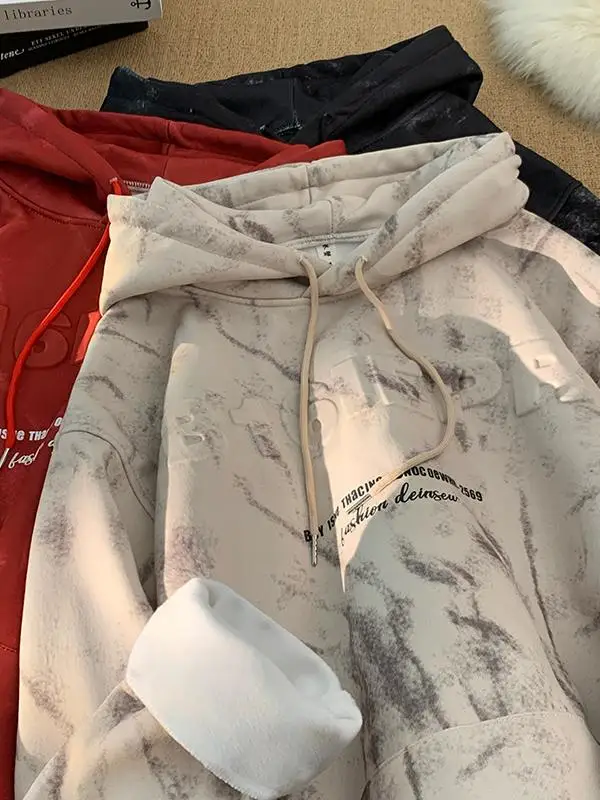 Мужская толстовка Thiened Fce: модная американская куртка свободного кроя с эффектом окрашивания, повседневная, с длинными рукавами, для молодежи, осень-зима
Мужская толстовка Thiened Fce: модная американская куртка свободного кроя с эффектом окрашивания, повседневная, с длинными рукавами, для молодежи, осень-зима