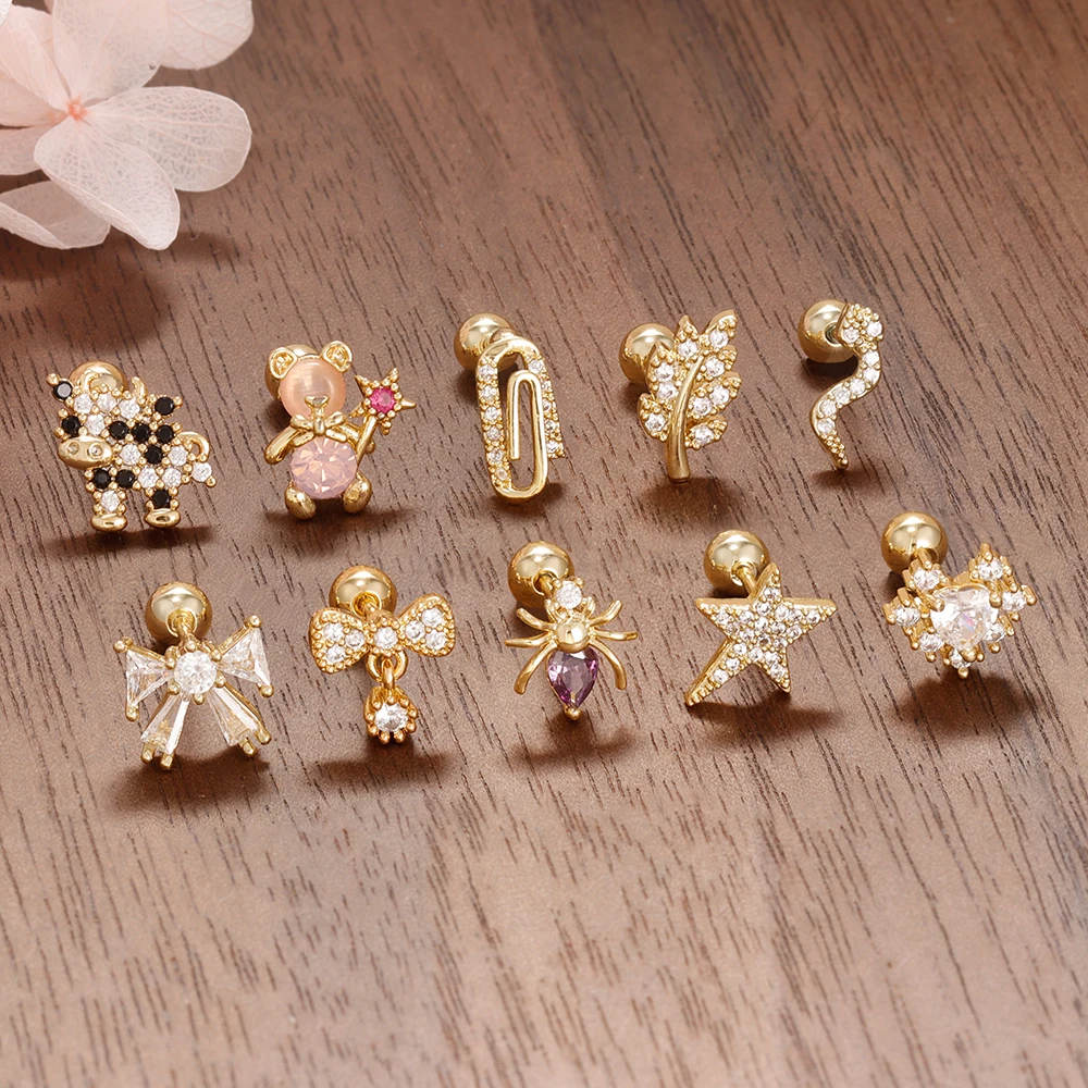 New Mini Zircon Minimal Ear Stud Earrings For Women Korean Fashion Punk Tragus Small Animal Earring Cartilage Piercing Jewelry
New Mini Zircon Minimal Ear Stud Earrings For Women Korean Fashion Punk Tragus Small Animal Earring Cartilage Piercing Jewelry