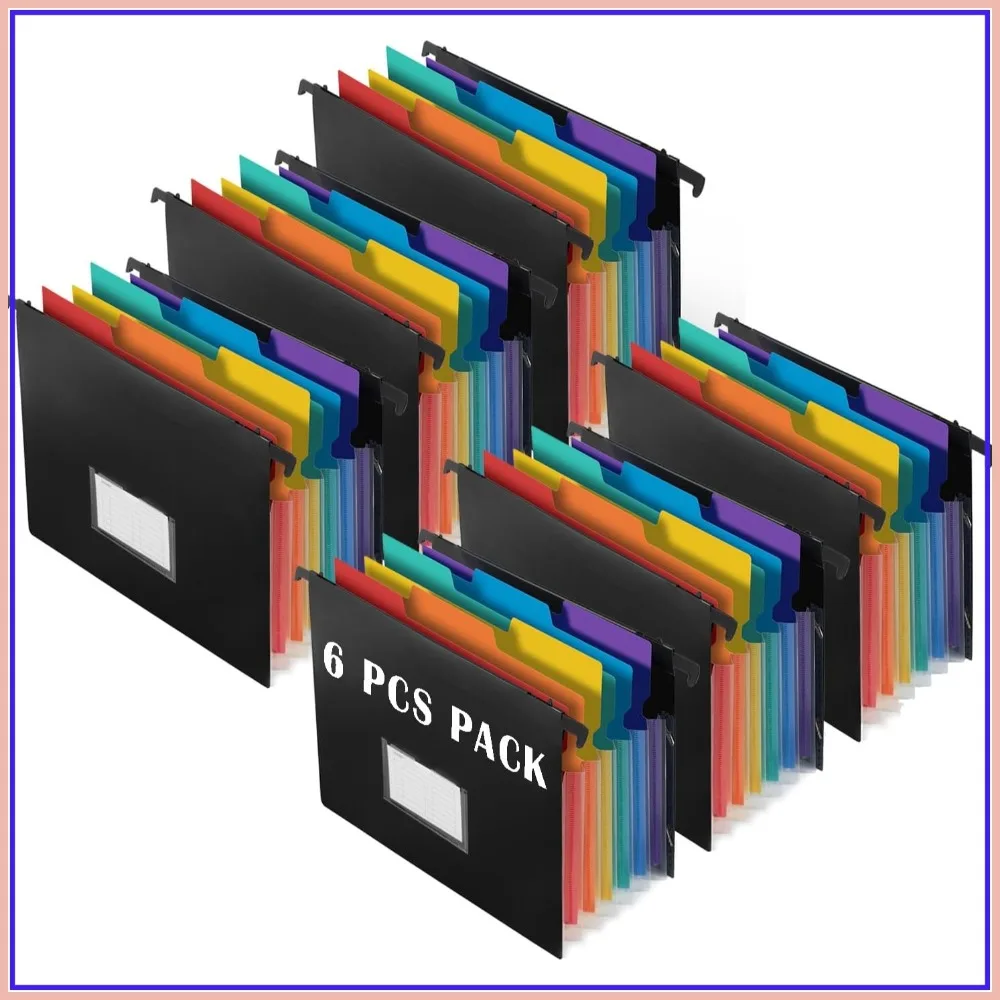 7-Pocket Hanging File Folders with Retractable Hooks, Letter Size Expandable Accordion File Organizer, Elastic Closure, 6 Pack
7-Pocket Hanging File Folders with Retractable Hooks, Letter Size Expandable Accordion File Organizer, Elastic Closure, 6 Pack