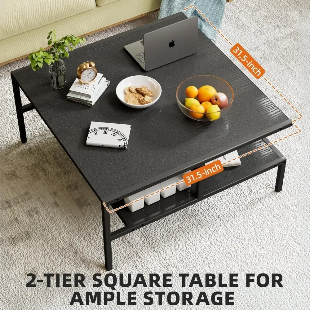 2-Tier Square Coffee Table Cocktail Table with Wide Desktop and Storage Shelf for Small Apartment Living Room
2-Tier Square Coffee Table Cocktail Table with Wide Desktop and Storage Shelf for Small Apartment Living Room