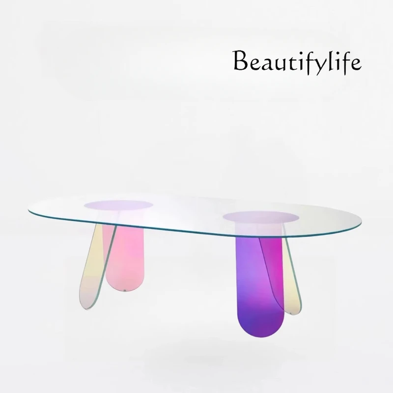 Designer glass coffee table living room rainbow tea table creative light luxury modern simple high-end side table
Designer glass coffee table living room rainbow tea table creative light luxury modern simple high-end side table