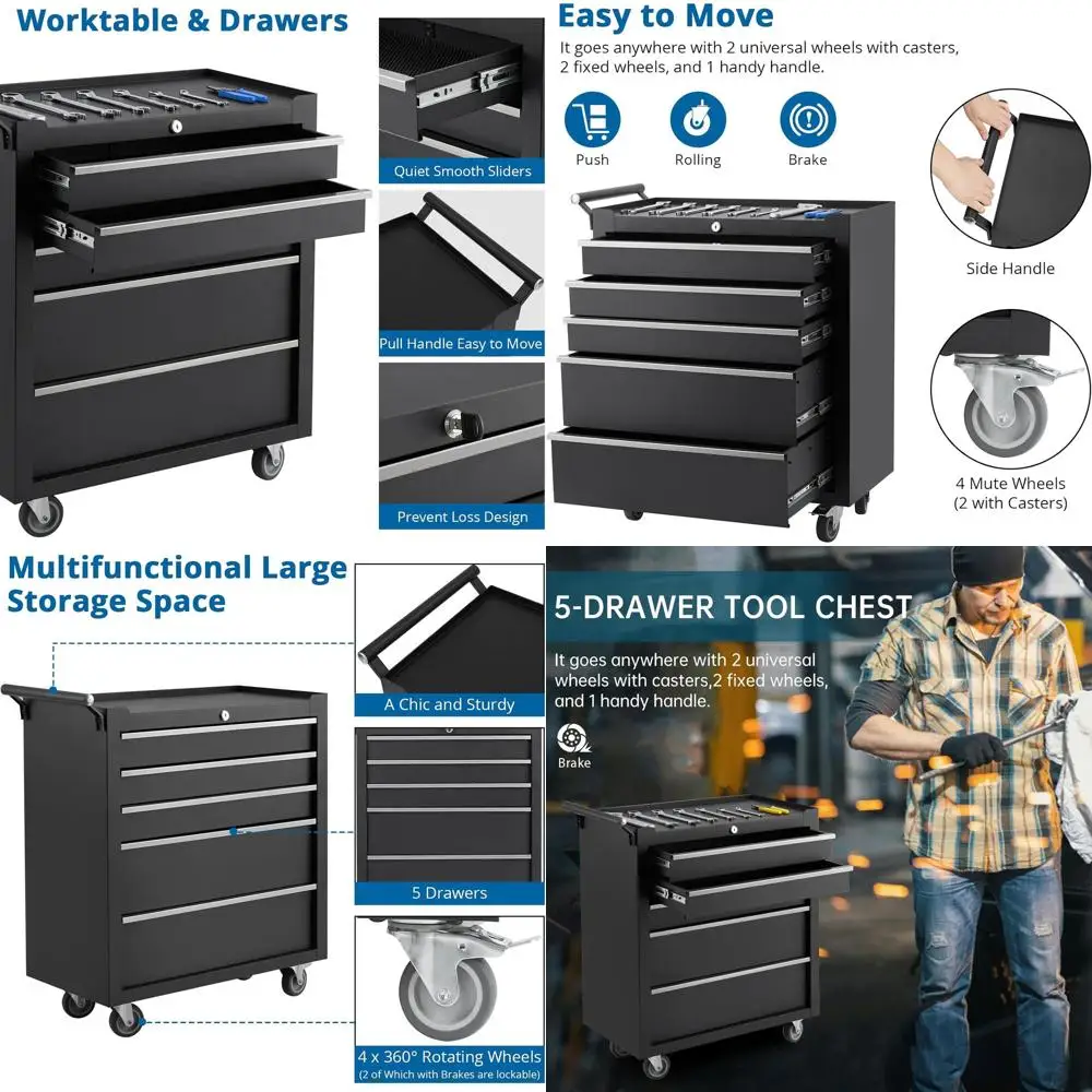 Скринька для инструментов с 5 ящиками, сверхмощный мобильный шкаф для хранения с центральным замком для организации гаража и мастерской
Скринька для инструментов с 5 ящиками, сверхмощный мобильный шкаф для хранения с центральным замком для организации гаража и мастерской