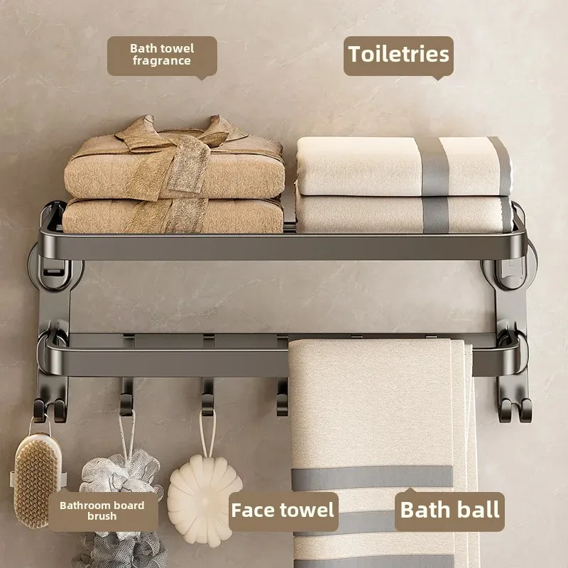 Gun Grey Aluminum Towel Rack, Suction Cup Bathroom Organizer, No Drill Towel Holder, Wall-Mounted Shower Shelf
Gun Grey Aluminum Towel Rack, Suction Cup Bathroom Organizer, No Drill Towel Holder, Wall-Mounted Shower Shelf