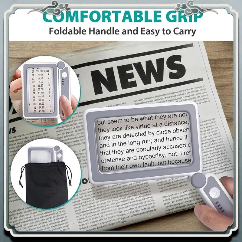 Magnifying Glass With Light Reading Gifts Replacement Rechargeable LED Page Magnifier 4X For Book Lovers Handheld Vision Aids
Magnifying Glass With Light Reading Gifts Replacement Rechargeable LED Page Magnifier 4X For Book Lovers Handheld Vision Aids