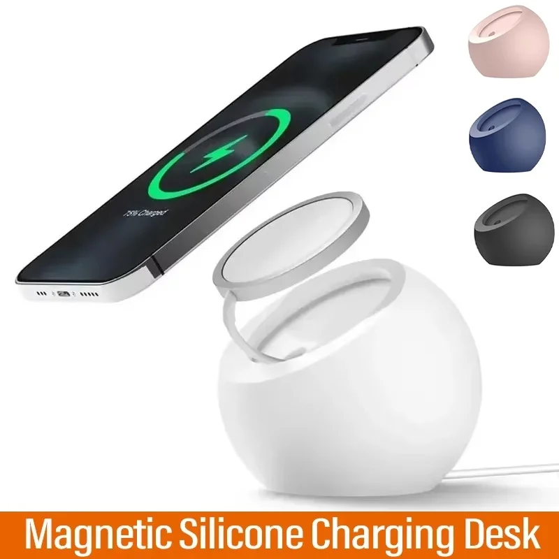 Магнитный беспроводной телефонный зарядный стол в форме шара, силиконовый держатель, подставка для iPhone, Apple, Magsafe, зарядное устройство, док-станция, аксессуары
Магнитный беспроводной телефонный зарядный стол в форме шара, силиконовый держатель, подставка для iPhone, Apple, Magsafe, зарядное устройство, док-станция, аксессуары