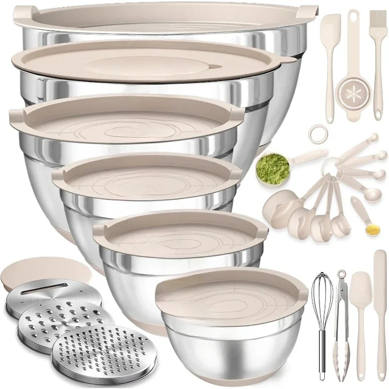 Good Home Furnishings Fast delivery.Mixing Bowls with Airtight Lids Set, 26PCS Stainless Steel Khaki Bowls with Grater Attachme
Good Home Furnishings Fast delivery.Mixing Bowls with Airtight Lids Set, 26PCS Stainless Steel Khaki Bowls with Grater Attachme