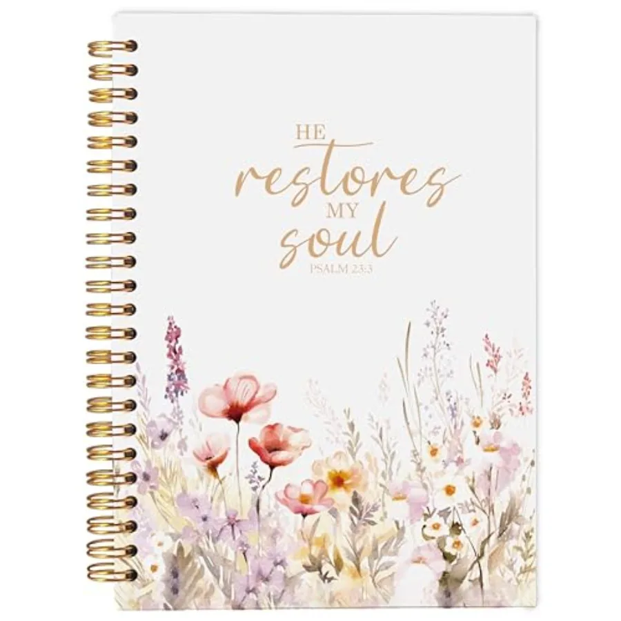 Christian Notebook for Women, Prayer Journal for Women, Bible Journaling Notebook, PSALM 23:3 He Restores My Soul Floral Spiral
Christian Notebook for Women, Prayer Journal for Women, Bible Journaling Notebook, PSALM 23:3 He Restores My Soul Floral Spiral