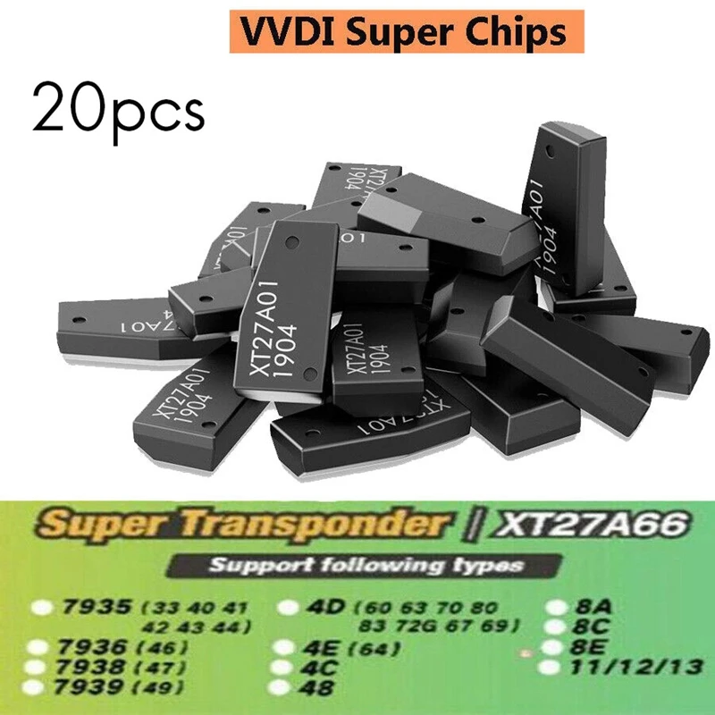 VVDI Super Chip XT27A01 XT27A66 Transponder For ID46/40/43/4D/8C/8A/T3/47 For VVDI2 VVDI Mini Key Tool
VVDI Super Chip XT27A01 XT27A66 Transponder For ID46/40/43/4D/8C/8A/T3/47 For VVDI2 VVDI Mini Key Tool