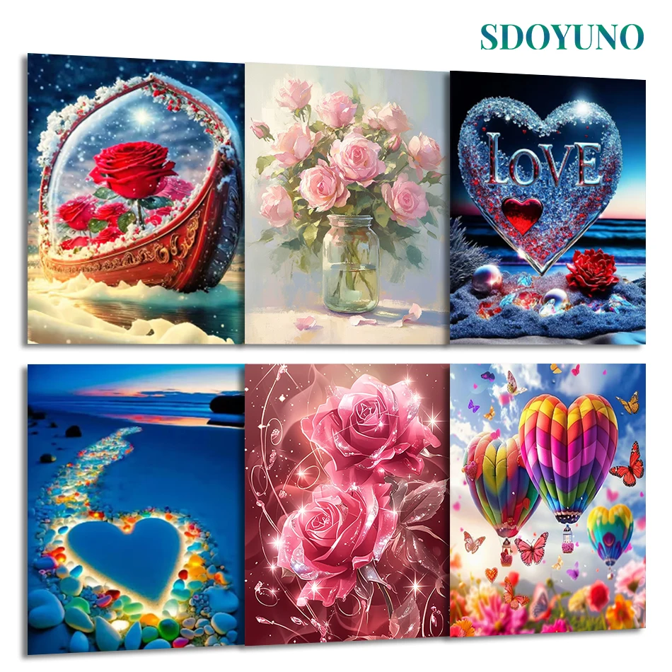 SDOYUNO Oil Painting By Numbers Rose Love heart Handmade Valentines Day Gift Canvas Picture Acrylic Paints Diy Wall Decororation
SDOYUNO Oil Painting By Numbers Rose Love heart Handmade Valentines Day Gift Canvas Picture Acrylic Paints Diy Wall Decororation