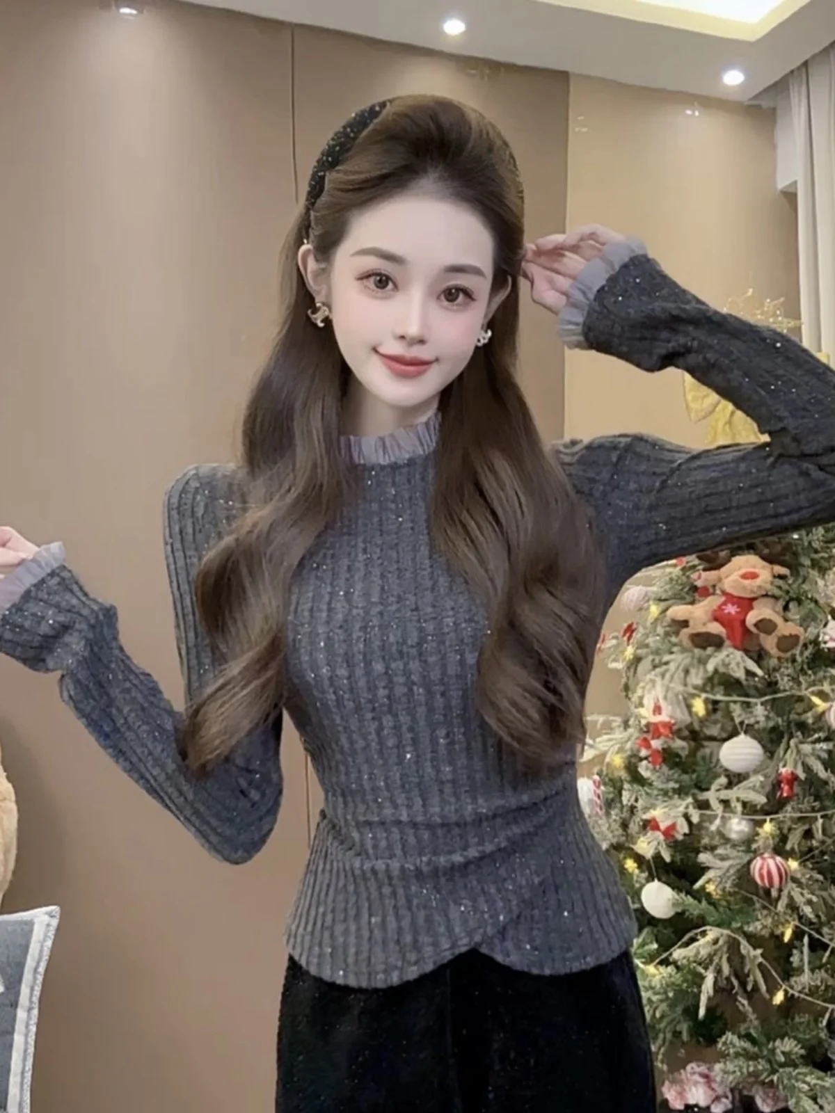 ay Lace Knitted Base irt Women's Inner Wear Slim Fit Cross Waist Cinched High Ne Long Sve Commute Sle Top
ay Lace Knitted Base irt Women's Inner Wear Slim Fit Cross Waist Cinched High Ne Long Sve Commute Sle Top