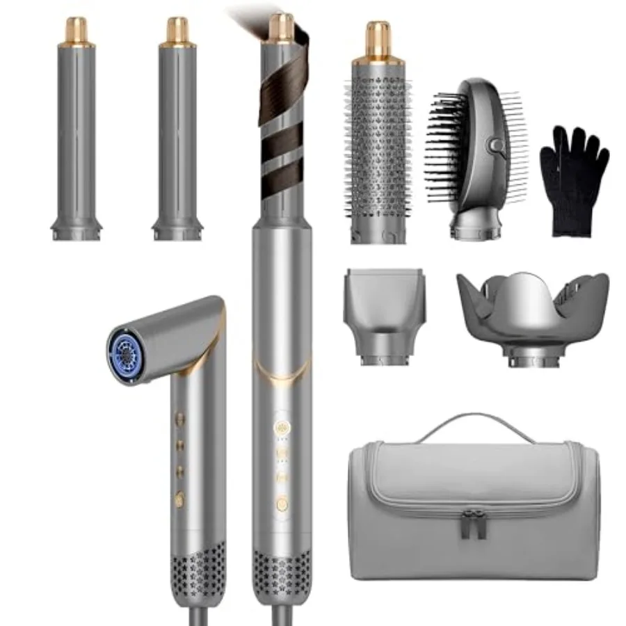 6 in 1 Hair Air Styler Foldable High Speed Ionic Hair Dryer with Auto-Wrap Curlers Blow Dryer with Diffuser Oval Brush Straight
6 in 1 Hair Air Styler Foldable High Speed Ionic Hair Dryer with Auto-Wrap Curlers Blow Dryer with Diffuser Oval Brush Straight