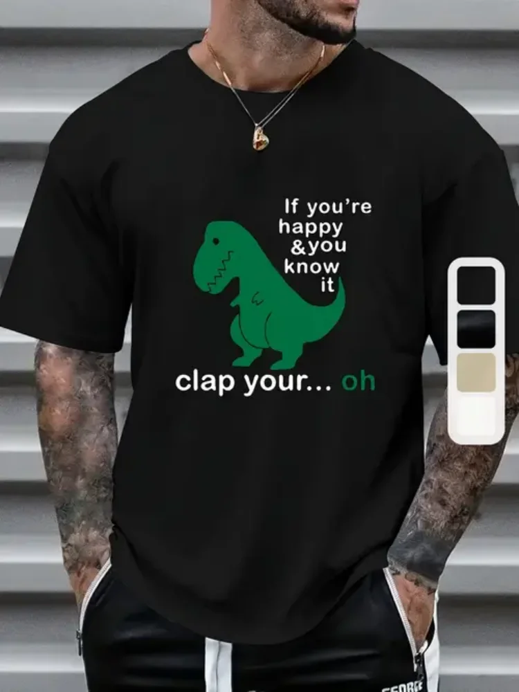 Men'SPlayful Dinosaur Graphic T-Shirt - Casual Crew Neck, Short Sleeve, Versatile for All Seasons, Beige with Green Dinosaur Pr
Men'SPlayful Dinosaur Graphic T-Shirt - Casual Crew Neck, Short Sleeve, Versatile for All Seasons, Beige with Green Dinosaur Pr