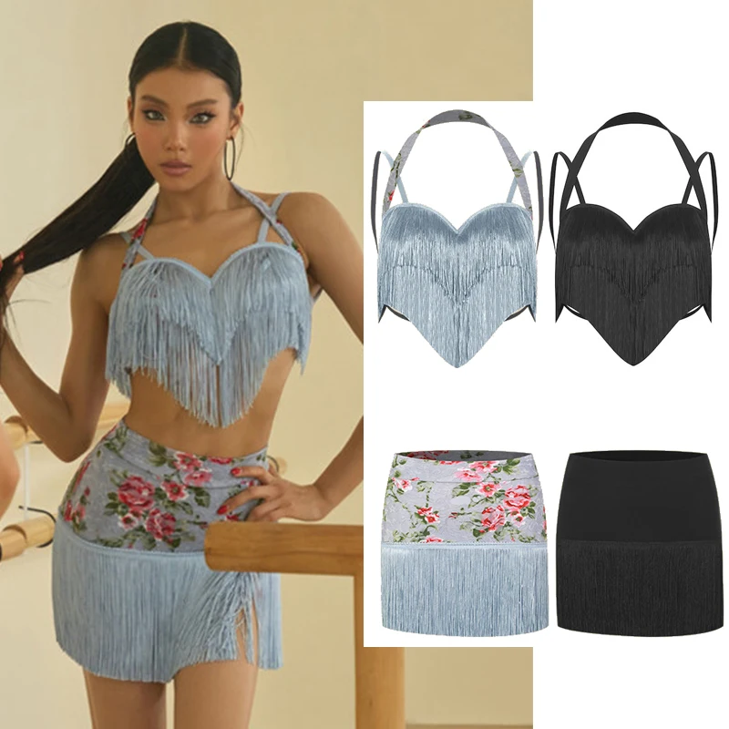 ZYM Latin Dance Clothing Women Tassel Tops Fringed Skirt Blue Black Chacha Rumba Dance Performance Clothes Practice Dance Wear
ZYM Latin Dance Clothing Women Tassel Tops Fringed Skirt Blue Black Chacha Rumba Dance Performance Clothes Practice Dance Wear