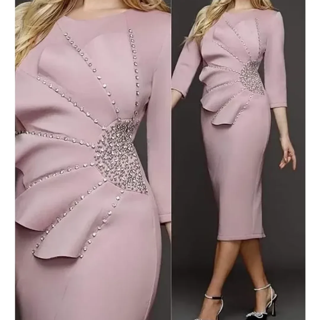 Luxurious Women's Beads Evening Dresses O-Neck Tea-Length Straight Elegant Prom Party Gala Special Events Wedding Customized
Luxurious Women's Beads Evening Dresses O-Neck Tea-Length Straight Elegant Prom Party Gala Special Events Wedding Customized