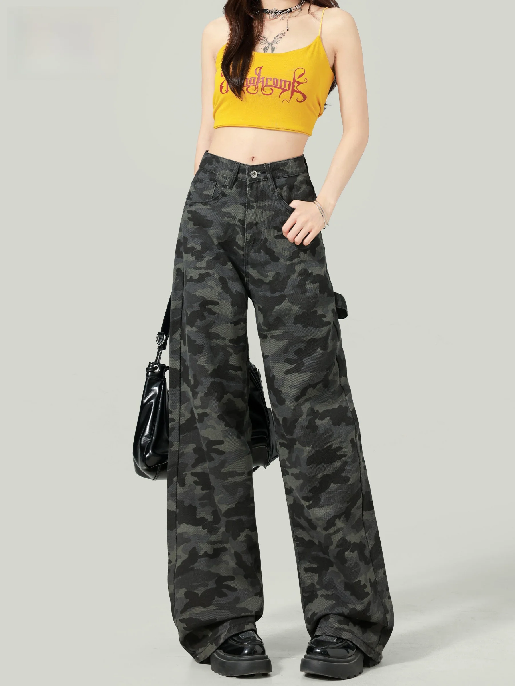 American Retro Camouflage Wide Leg Denim Workwear Women's Loose Slimming Draping Floor-Length Pants Summer New Arrival
American Retro Camouflage Wide Leg Denim Workwear Women's Loose Slimming Draping Floor-Length Pants Summer New Arrival