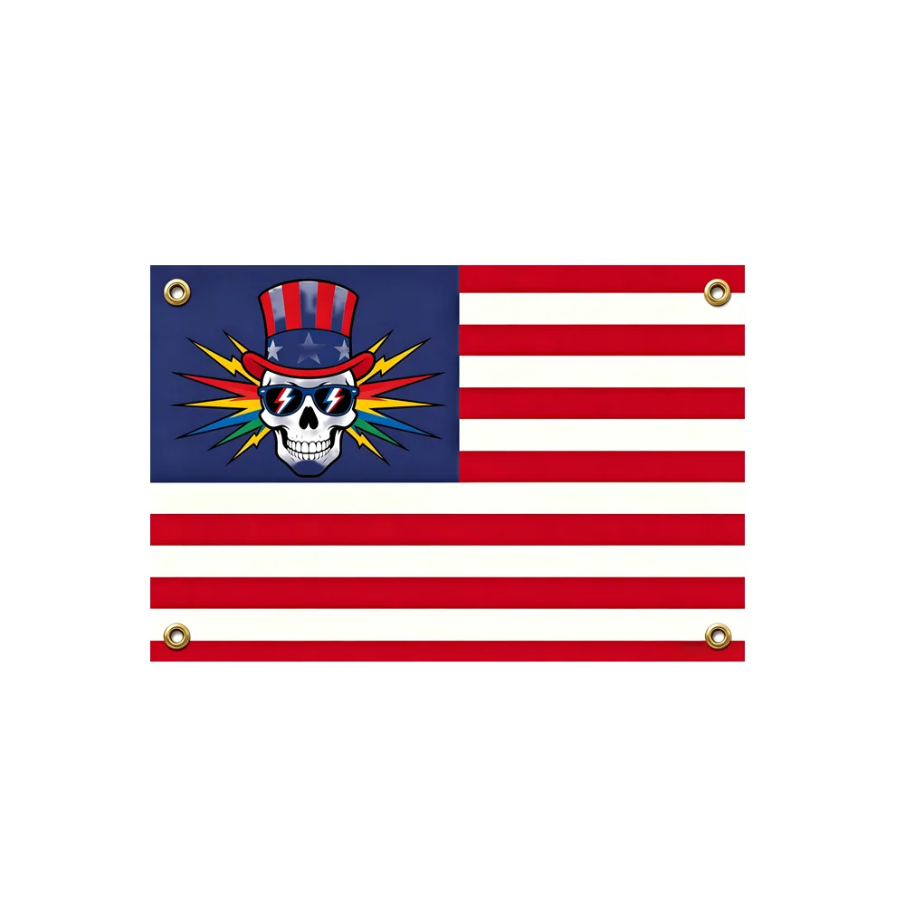 Patriotic Skull Banner 2x3ft 3x5ft American Flag Style Skeleton Polyester Flag for Man Cave Garage Wall Decor
Patriotic Skull Banner 2x3ft 3x5ft American Flag Style Skeleton Polyester Flag for Man Cave Garage Wall Decor