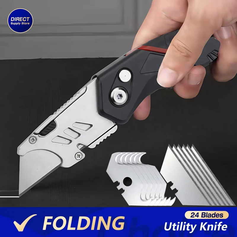 Heavy Duty Folding Utility Knife with Replaceable Blades – for Box, Cable, Cardboard Cutting
Heavy Duty Folding Utility Knife with Replaceable Blades – for Box, Cable, Cardboard Cutting