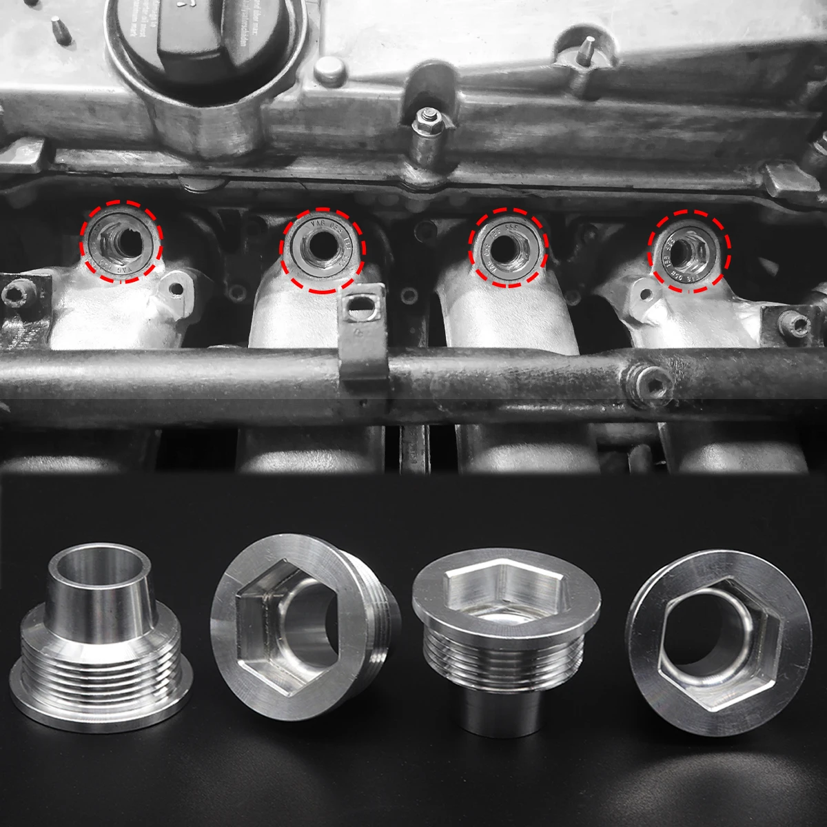 Set of 4 Upgrade Aluminum Fuel Injector Insert Cup Seat For Audi A4 1.8T S4 Quattro 2001 2002 2003 - 2008 Car Replacement Parts
Set of 4 Upgrade Aluminum Fuel Injector Insert Cup Seat For Audi A4 1.8T S4 Quattro 2001 2002 2003 - 2008 Car Replacement Parts