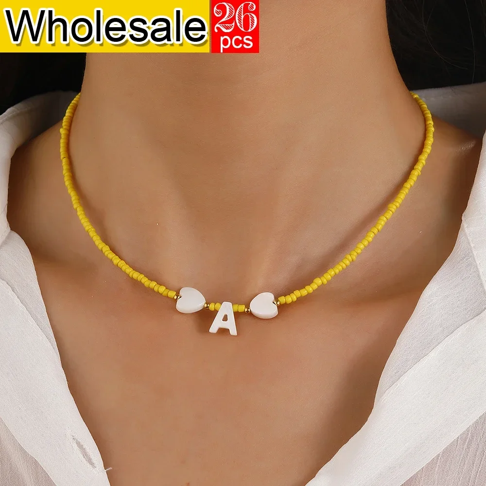 26PCS Bohemian Style Choker Neck Women Necklace Beike Initial Letter Yellow Rice Bead Necklaces Women's Jewelry Birthday Gifts
26PCS Bohemian Style Choker Neck Women Necklace Beike Initial Letter Yellow Rice Bead Necklaces Women's Jewelry Birthday Gifts
