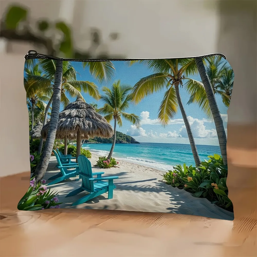 Tropical Beach Double Sided Linen Makeup Bag Palm Tree and Turquoise Ocean Design Travel Toiletry Pouch Lightweight and Durable
Tropical Beach Double Sided Linen Makeup Bag Palm Tree and Turquoise Ocean Design Travel Toiletry Pouch Lightweight and Durable