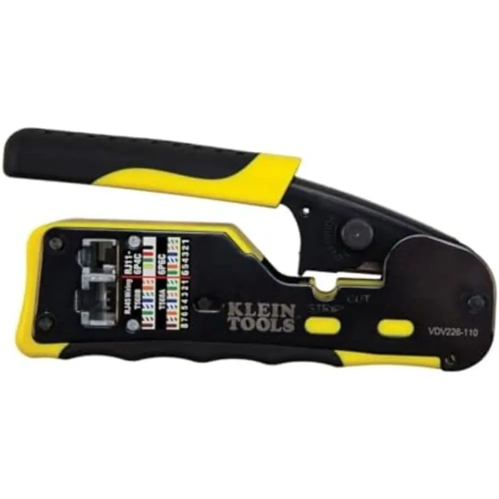 Ratcheting Cable Crimper, Wire Stripper, Cutter, RJ11/12, RJ45 Pass-Thru Connector
Ratcheting Cable Crimper, Wire Stripper, Cutter, RJ11/12, RJ45 Pass-Thru Connector